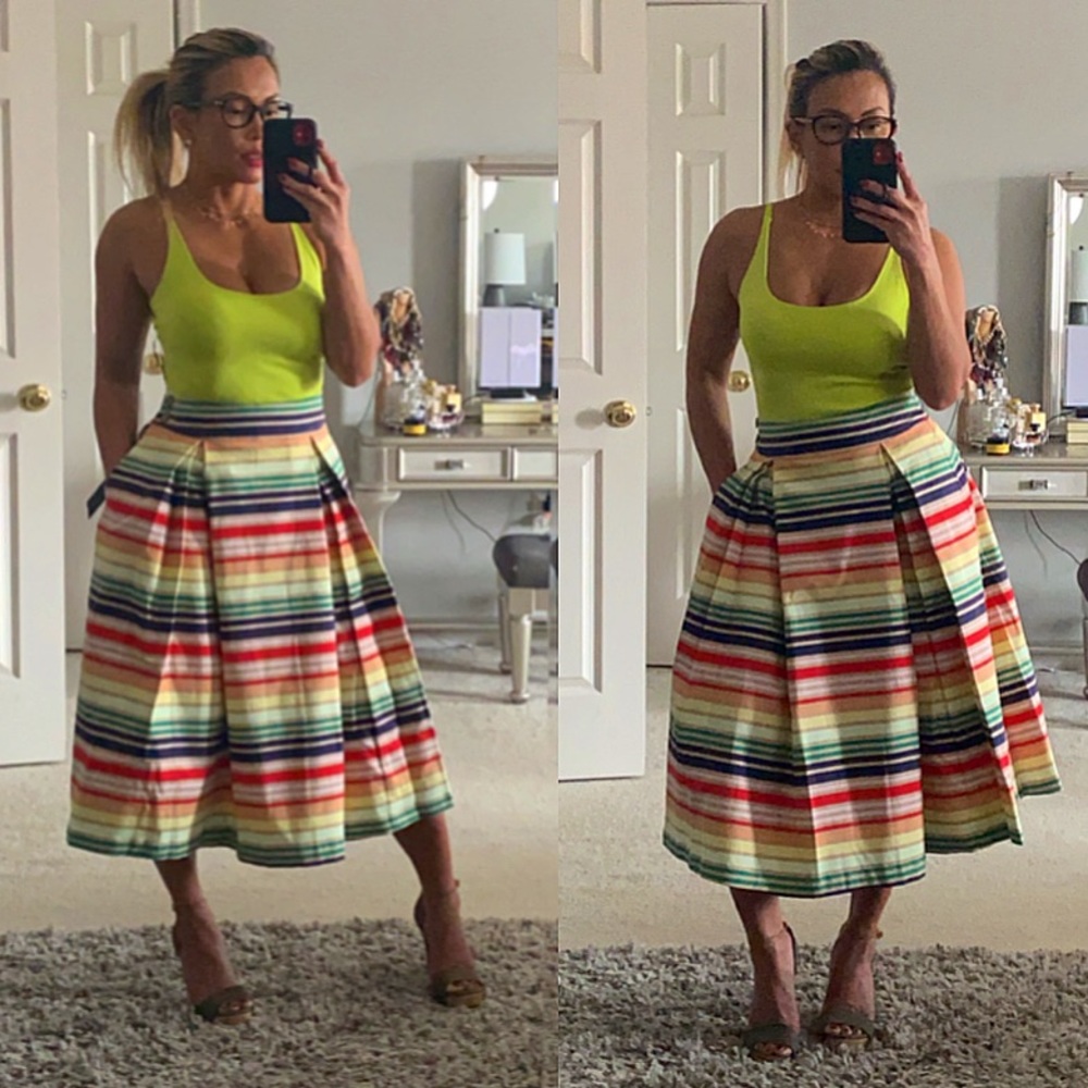 Halogen Multicolor Striped A-Line Skirt